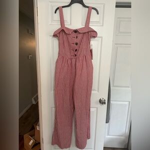 CISONO red/white striped pants jumpsuit NWT